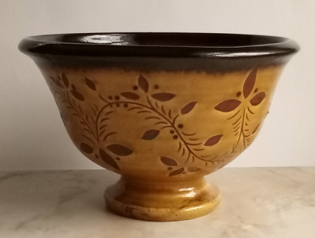 redware fruit bowl, ivy leaves